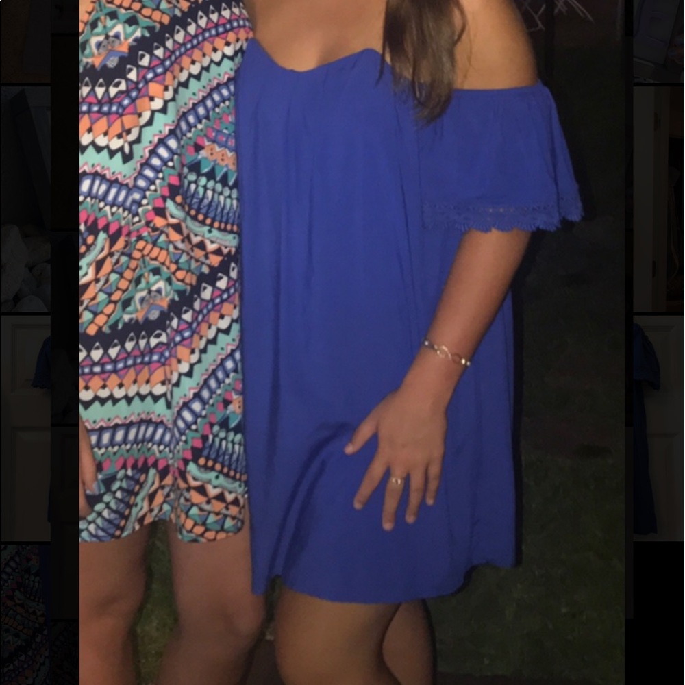 Off-the-shoulder Royal Blue dress